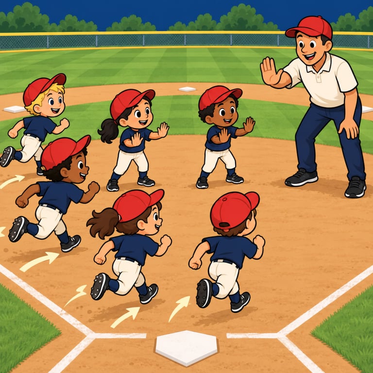 Illustration for the drill Red Light, Green Light (Baserunning).